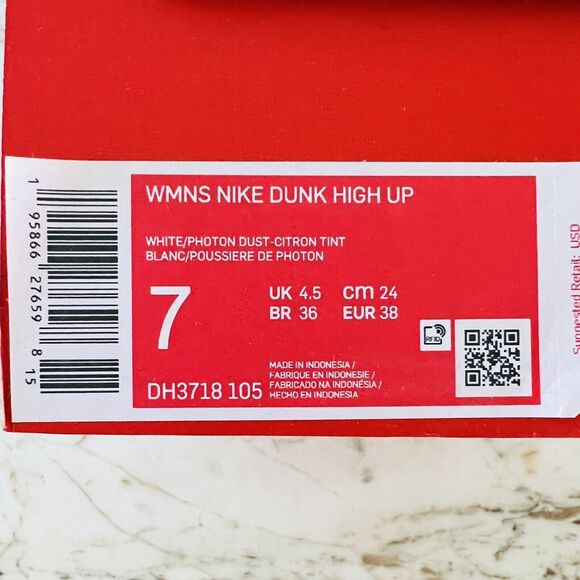 NIKE Dunk High Up White/Citron Tint/Coconut Milk/Photon Dust - US 7 - Picture 7 of 7